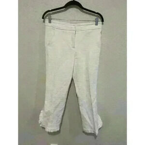 Trina Turk Straight Leg Ruffled Hem Trouser Tweed Pants Sz 4